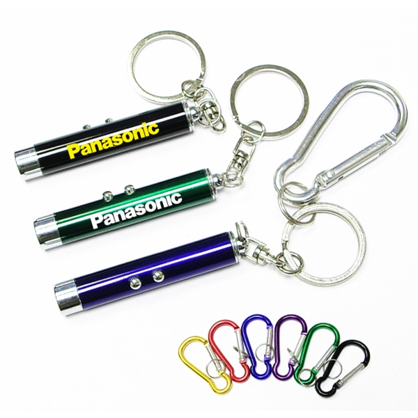 Dual function laser pointer and LED flashlight keychain metallic red 2 1 4