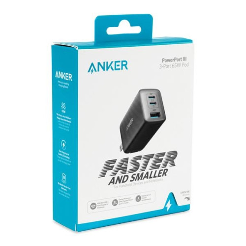 Anker® PowerPort III 3-Port 65W Wall Charger | EverythingBranded